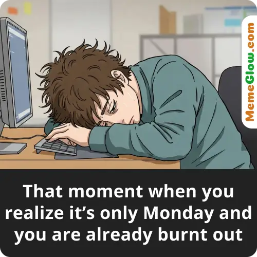 Monday burn out funny work meme