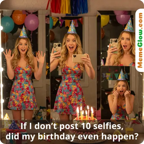 Birthday selfies funny meme for her