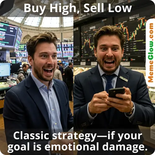 Buy high sell low funny trade meme