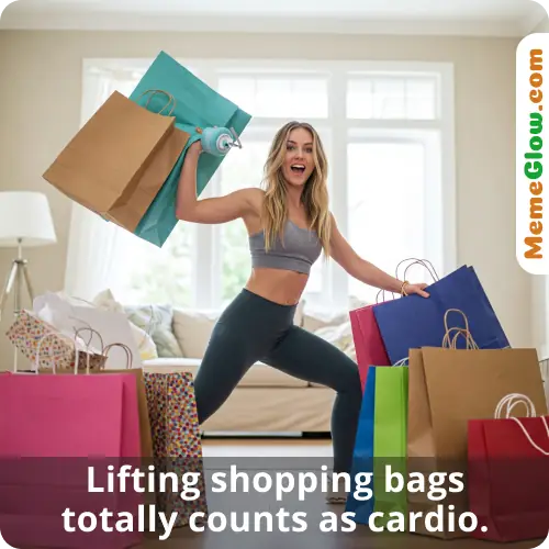 Shopping cardio funny birthday meme for her