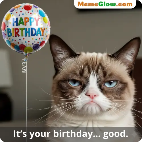 Grumpy cat happy birthday meme