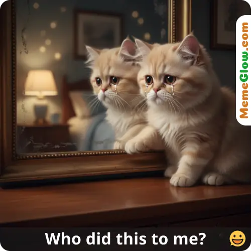 crying cat and mirror meme