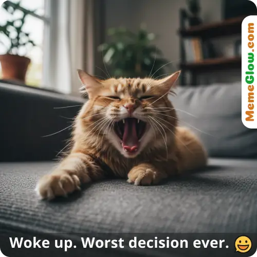 napping grouchy cat meme